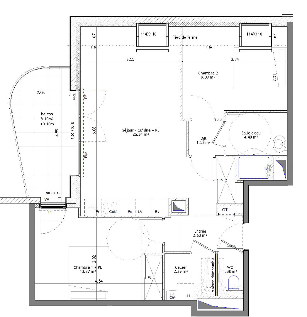Ac3- vente appartement 
saint erblon
 1746833873