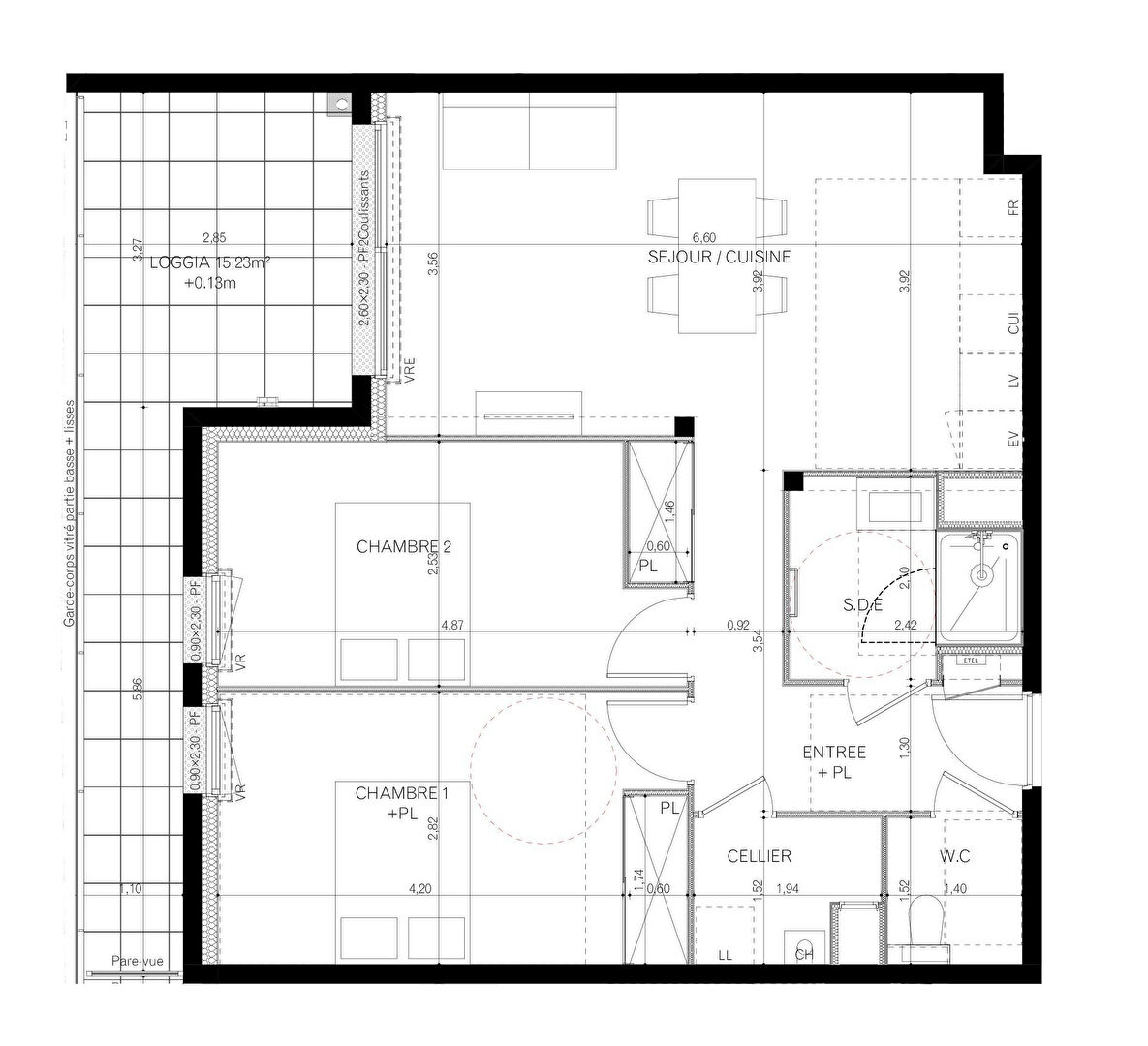 Ac3- vente appartement 
vitre
 1746229076