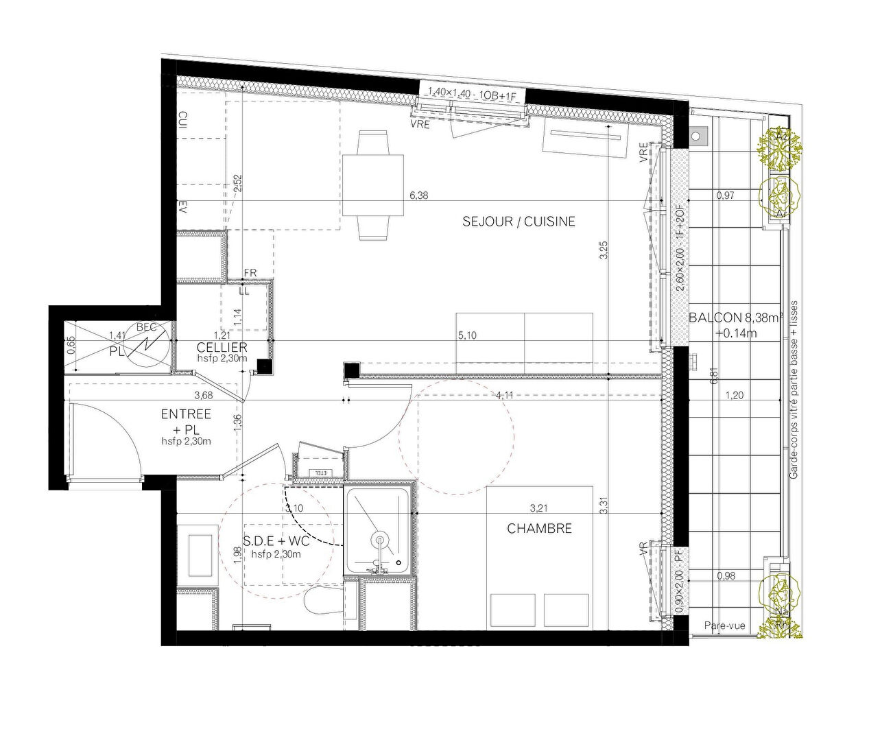 Ac3- vente appartement 
vitre
 1746229088