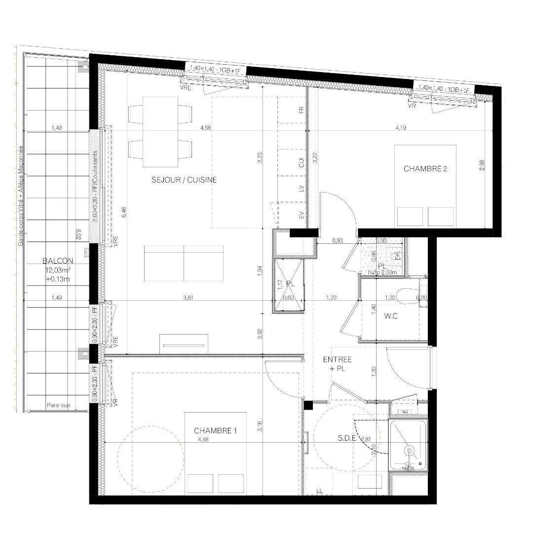 Ac3- vente appartement 
vitre
 1747438539
