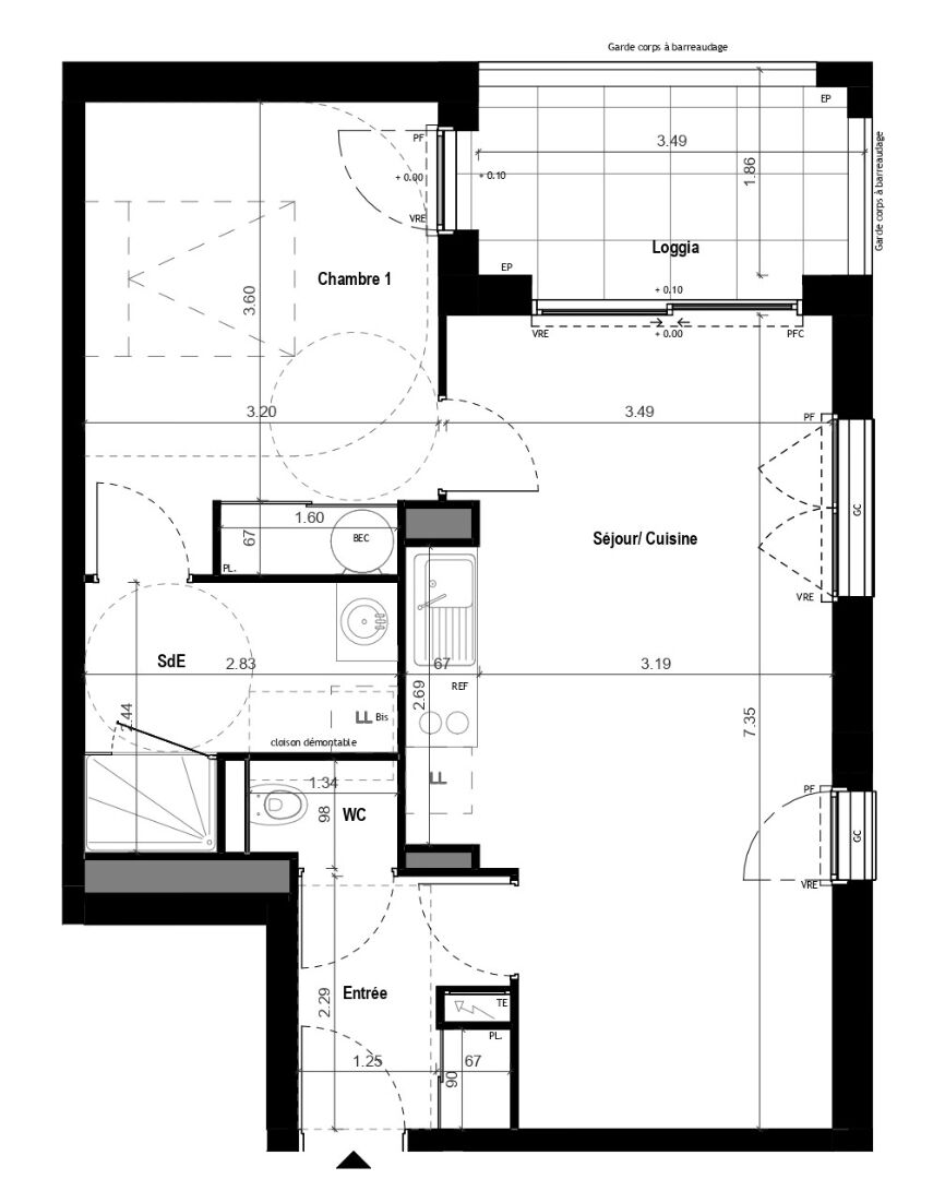 Ac3- vente appartement 
vitre
 1748647964