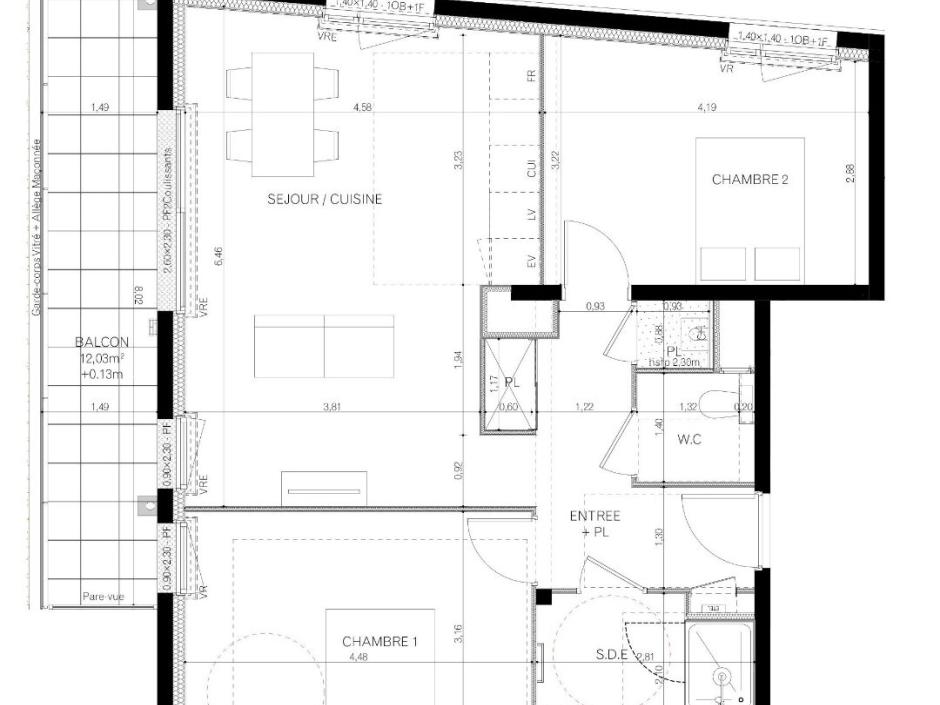 Ac3- vente appartement 
vitre
 1742344467