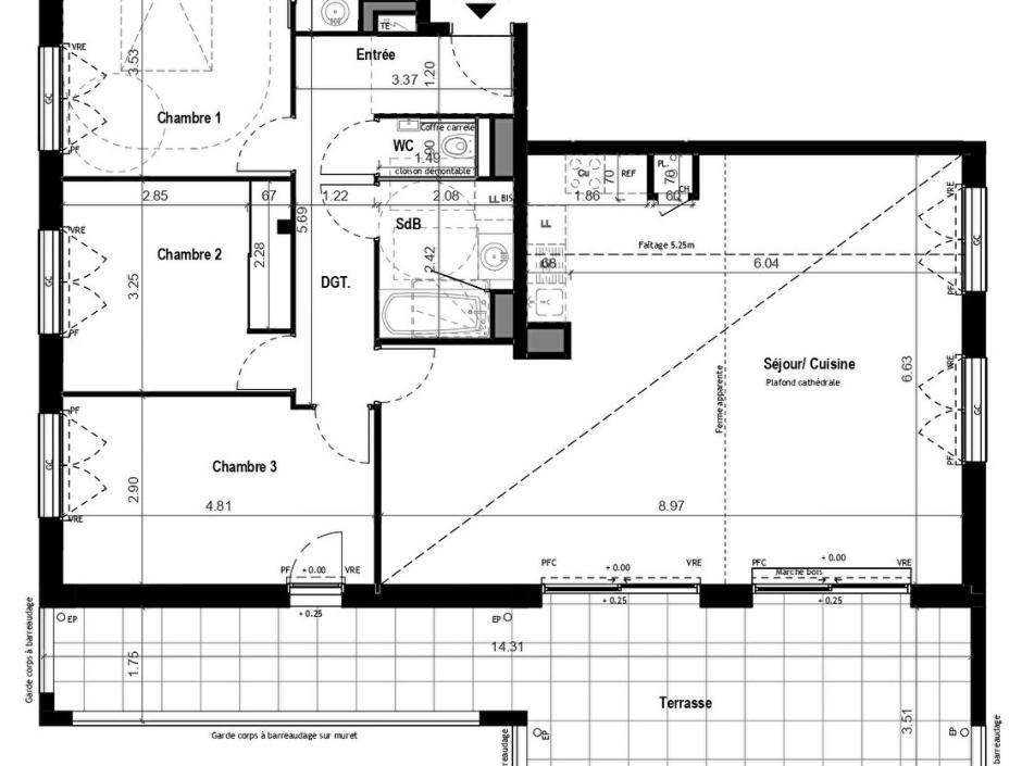 Ac3- vente appartement 
vitre
 1761697964